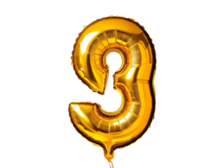 Shiny Golden Number Balloon PNG (0–9 Set)