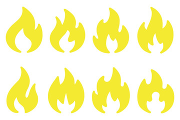 Fire, flame line icon set. burning, heat, energy icons in line art style collection