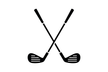 Minimalist Black Silhouette Crossed Golf Clubs Logo Emblem for Sports Branding