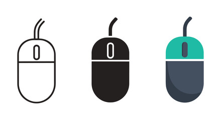 Computer mouse icons in various design styles