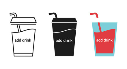 Three different colored drink cups with straws