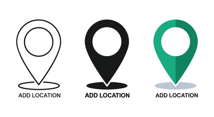 Set of location pin icons for navigation and maps