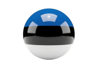 Glossy oval orb reflecting the estonian flag isolated on transparent background