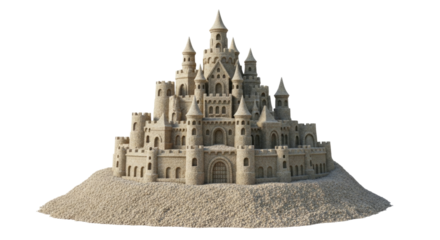 Intricate sandcastle fortress transparent background cutout png