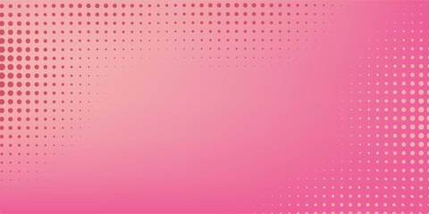 Pink orange polka dots gradient halftone background. Pop art cartoon dot texture with comic graphic design, Horizontal abstract pattern wall for cover digital technology.