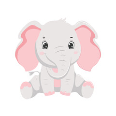 Cartoon elephant vector, character
