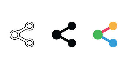 Share icon set in different style and color