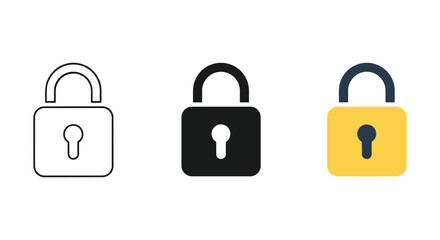 Set of unlock pads icons in different colors