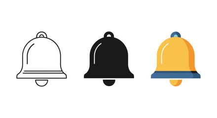 Different style bell icon set