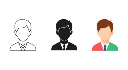 Three male avatars in different styles and colors