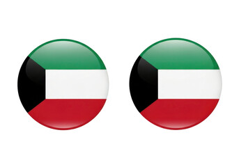 Two shiny kuwaiti flag emblems representing national pride isolated on transparent background