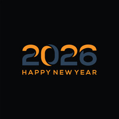 Happy New Year 2026 logo design. Typography text number 2026 New Year design graphic. word mark text 2026 symbol icon
