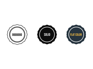 Collection of different badge icons in various colors and designs