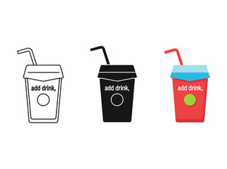 Three different colored drink cups with straws