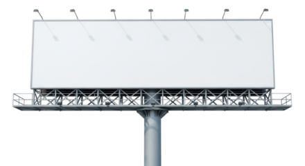 Billboard with blank white space for advertising transparent background cutout png