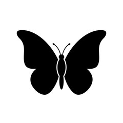 Butterfly Silhouette Icon – Minimal Black Butterfly Symbol for Nature & Design