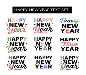 Fototapeta premium Happy New Year Text Set Collection