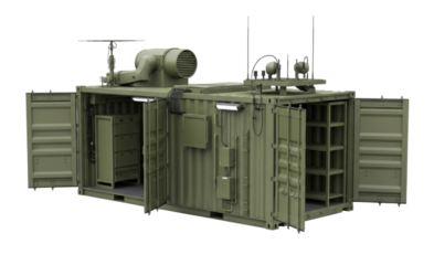 Military containerized power generator system transparent background cutout png