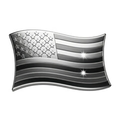 Shimmering metallic united states flag waving proudly isolated on transparent background