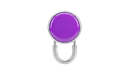 Purple Padlock Isolated on White Background