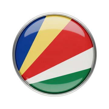 Glossy circular seychelles flag emblem isolated on transparent background
