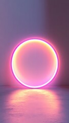 Glowing Pastel Ring Light Illuminates a Serene Selfie Setting with Vibrant Colors for Creative Photography