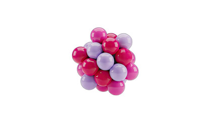 A Dense Cluster of Small Round Spheres in Vibrant Pink and Lavender Hues Arranged in a Compact Formation Isolated on a Transparent Black Background