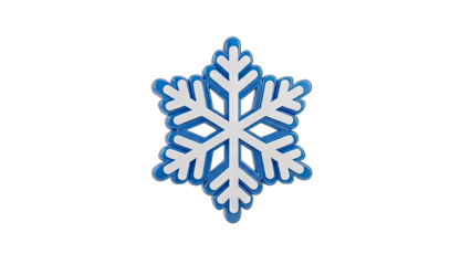 A Detailed 3D Rendered Blue and White Snowflake Icon With A Transparent Background And Sharp Edges Perfect For Winter Themed Designs