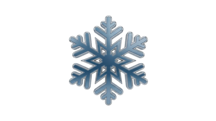 A Blue Metallic Snowflake Icon With A Transparent Background And A White Outline Is Centered On A Black Canvas With A Subtle Gradient Effect Evoking Winter And Cold Weather Concepts
