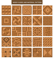  wood floor and material seamless paatten brown color, set of wooden blocks.