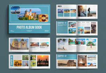 Photo Album Book Template Design Layout Landscape