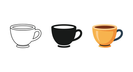 Three coffee cups in different styles