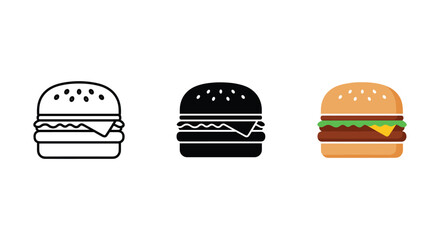 Three different hamburger illustrations