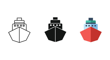 Set of simple ship logos in different styles and colors