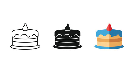 Three different cakes with candle on top