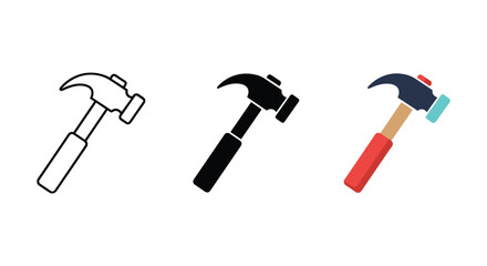 Various hammer illustrations in different styles
