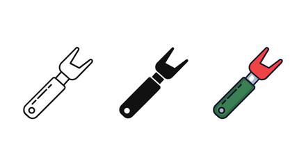 Set of three different style adjustable wrench icons