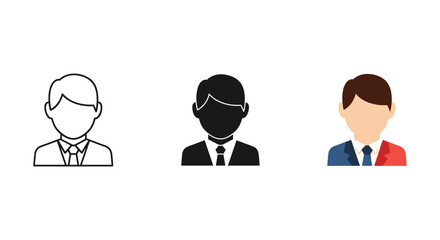 Three businessmen avatars in different styles