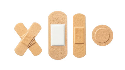 A collection of various adhesive bandages for first aid against a black background