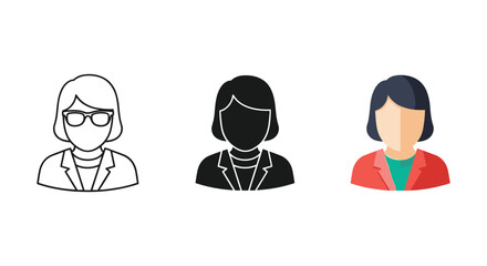 Three simple business woman avatars