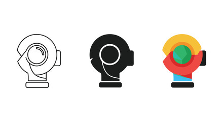 Webcam icon set with various design styles