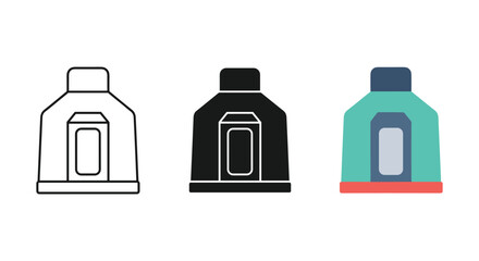 Deodorant bottle icon set in various styles