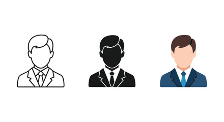 Three different style businessman icons