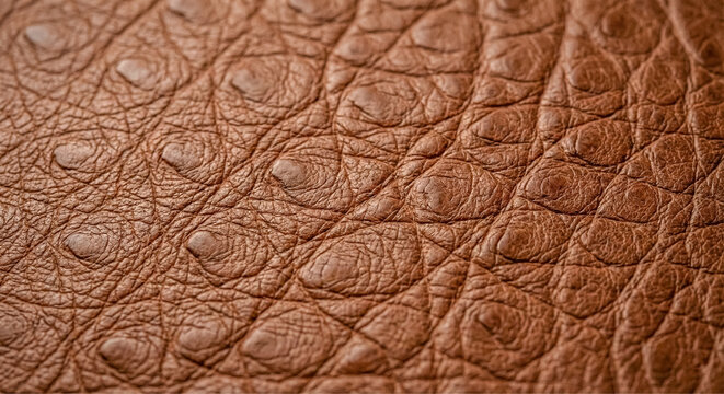 Close-up of Luxurious Brown Ostrich Leather Bumpy Texture