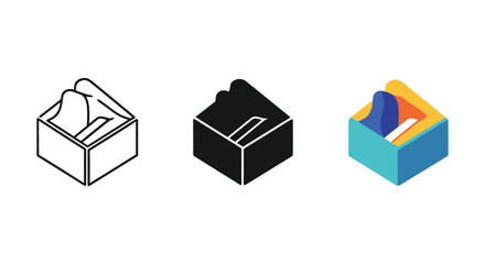 Tissue box illustration set with different styles