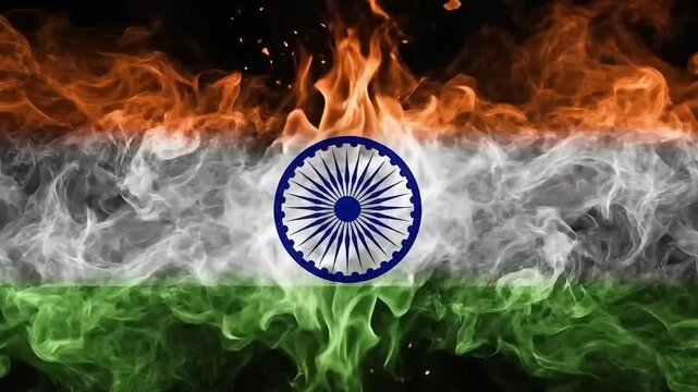 Republic Day Indian flag smoke animation video footage on 26 January and 15 August showing independence pride with army parade spirit motion graphic unity