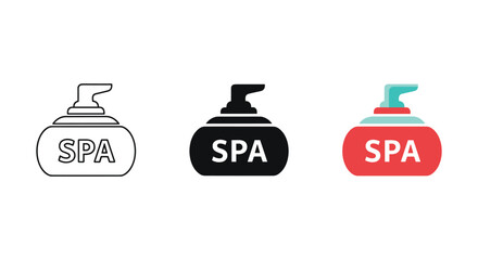 Spa soap bottle icons set in different colors