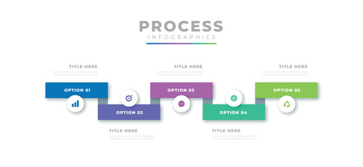 Process infographic template design with icons and 5 steps