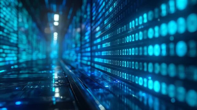 Digital Data Stream: Binary Code Tunnel Vision