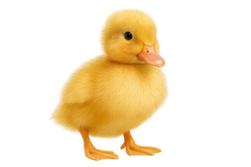 Obraz premium Yellow fluffy duckling chick standing, symbolising cuteness, spring, easter, and new life on transparent background